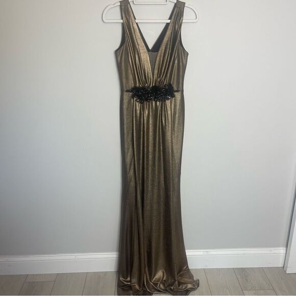 MARCHESA NOTTE Embellished Metallic Stretch-Jersey Gown NEW Size 4 - Picture 6 of 11